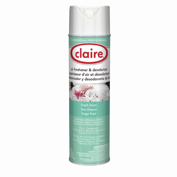 Claire Aerosol Air Freshener and Deodorizer, Fresh Linen, 10 oz Aerosol Spray, 12PK CL163 - main
